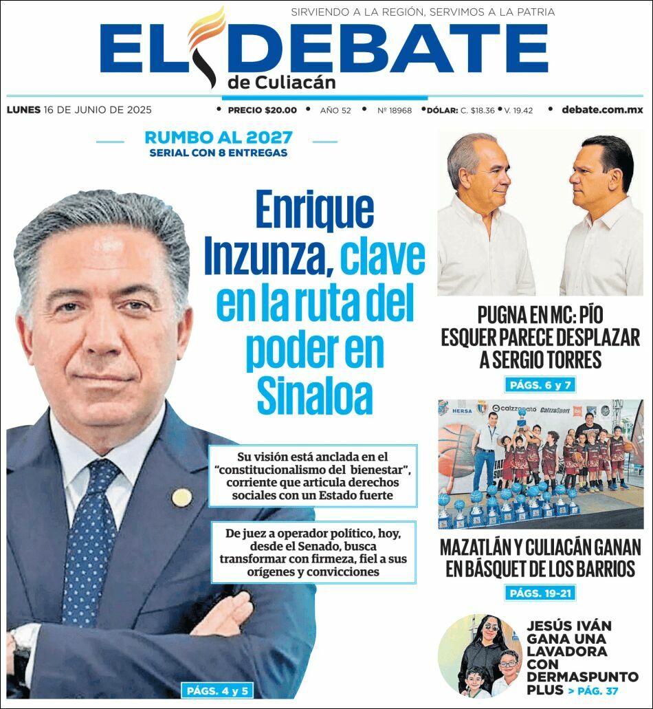 El Debate Culiacán, edición del lunes 16 de junio de 2025 El Debate Culiacán, edición del lunes 16 de junio de 2025