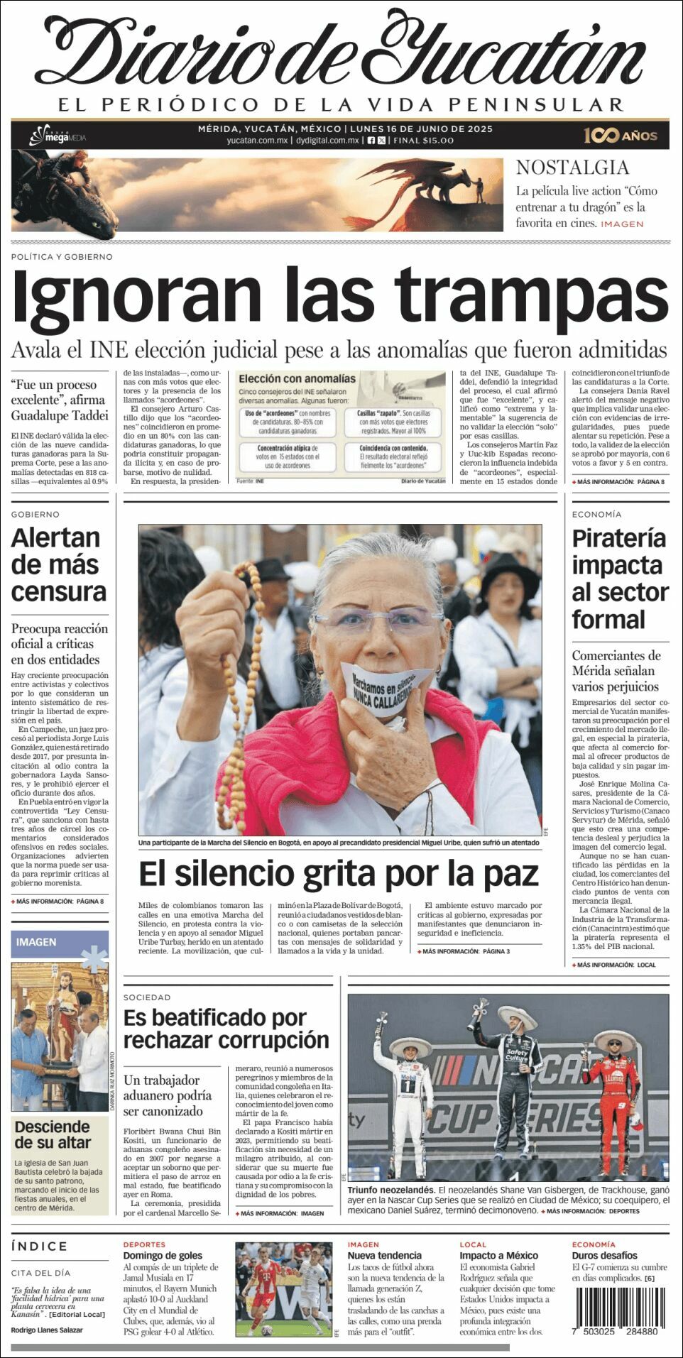 El Diario de Yucatán, edición del lunes 16 de junio de 2025 El Diario de Yucatán, edición del lunes 16 de junio de 2025