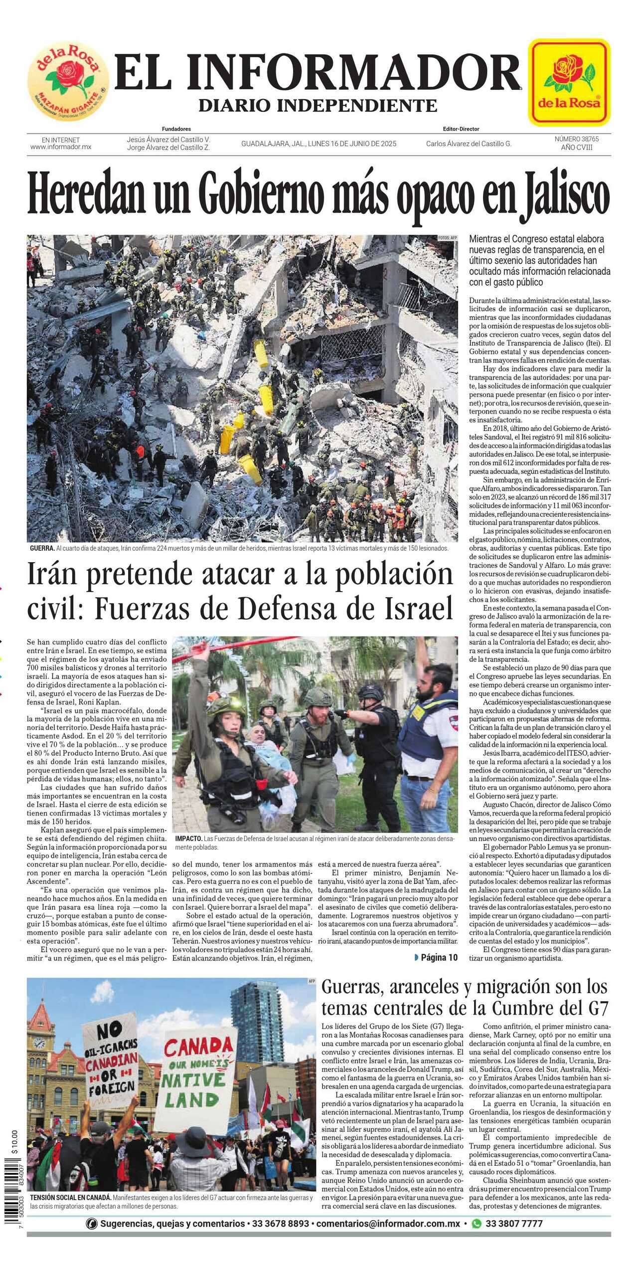 El Informador, edición del lunes 16 de junio de 2025 El Informador, edición del lunes 16 de junio de 2025