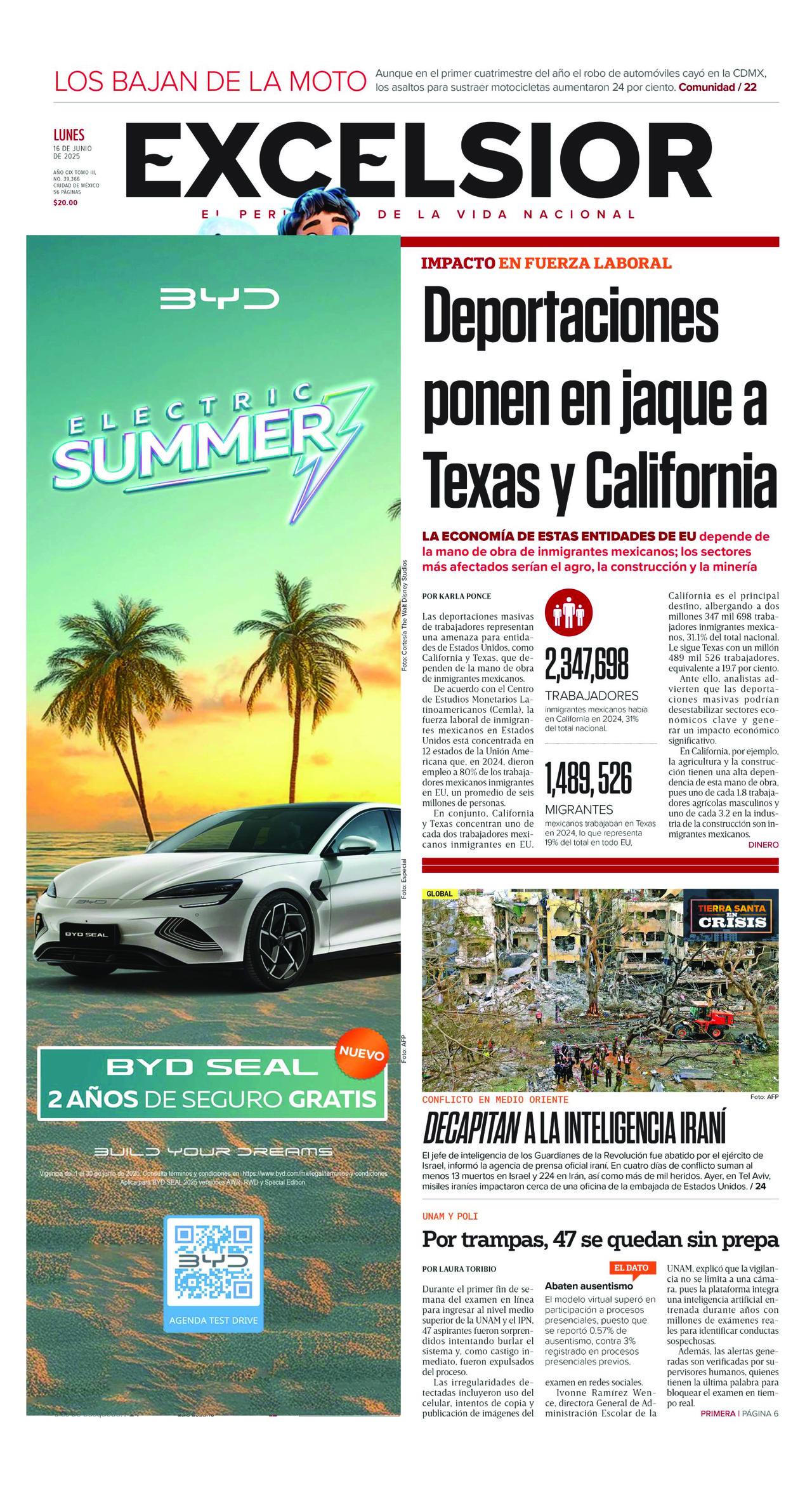 Excelsior, edición del lunes 16 de junio de 2025 Excelsior, edición del lunes 16 de junio de 2025