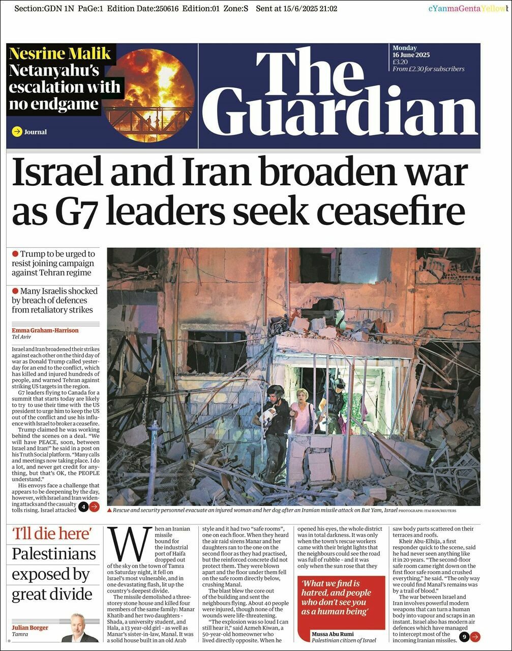The Guardian, edición del lunes 16 de junio de 2025 The Guardian, edición del lunes 16 de junio de 2025