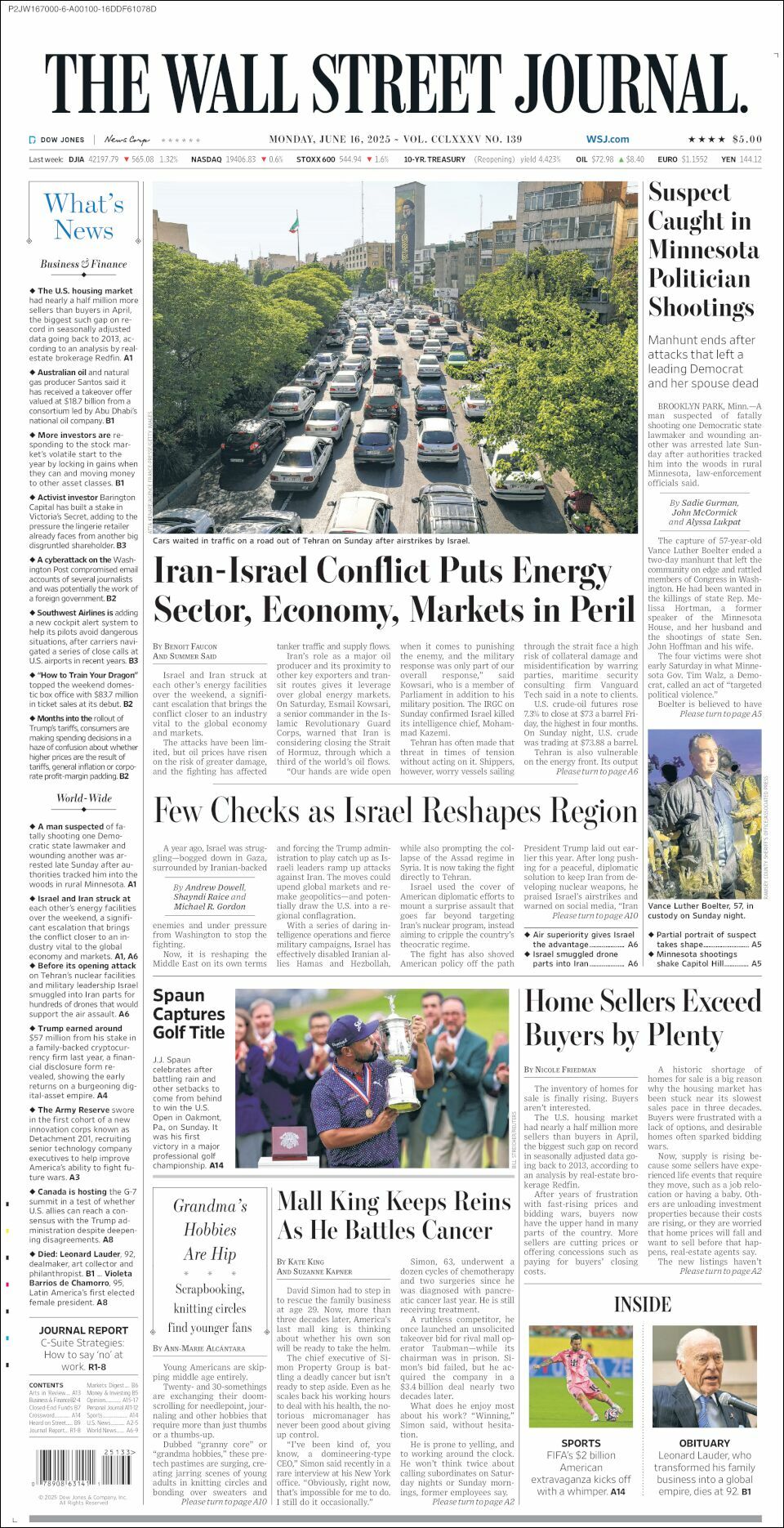 The Wall Street Journal, edición del lunes 16 de junio de 2025 The Wall Street Journal, edición del lunes 16 de junio de 2025
