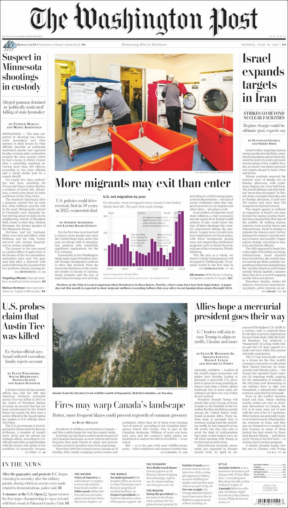 The Washington Post, edición del lunes 16 de junio de 2025 The Washington Post, edición del lunes 16 de junio de 2025
