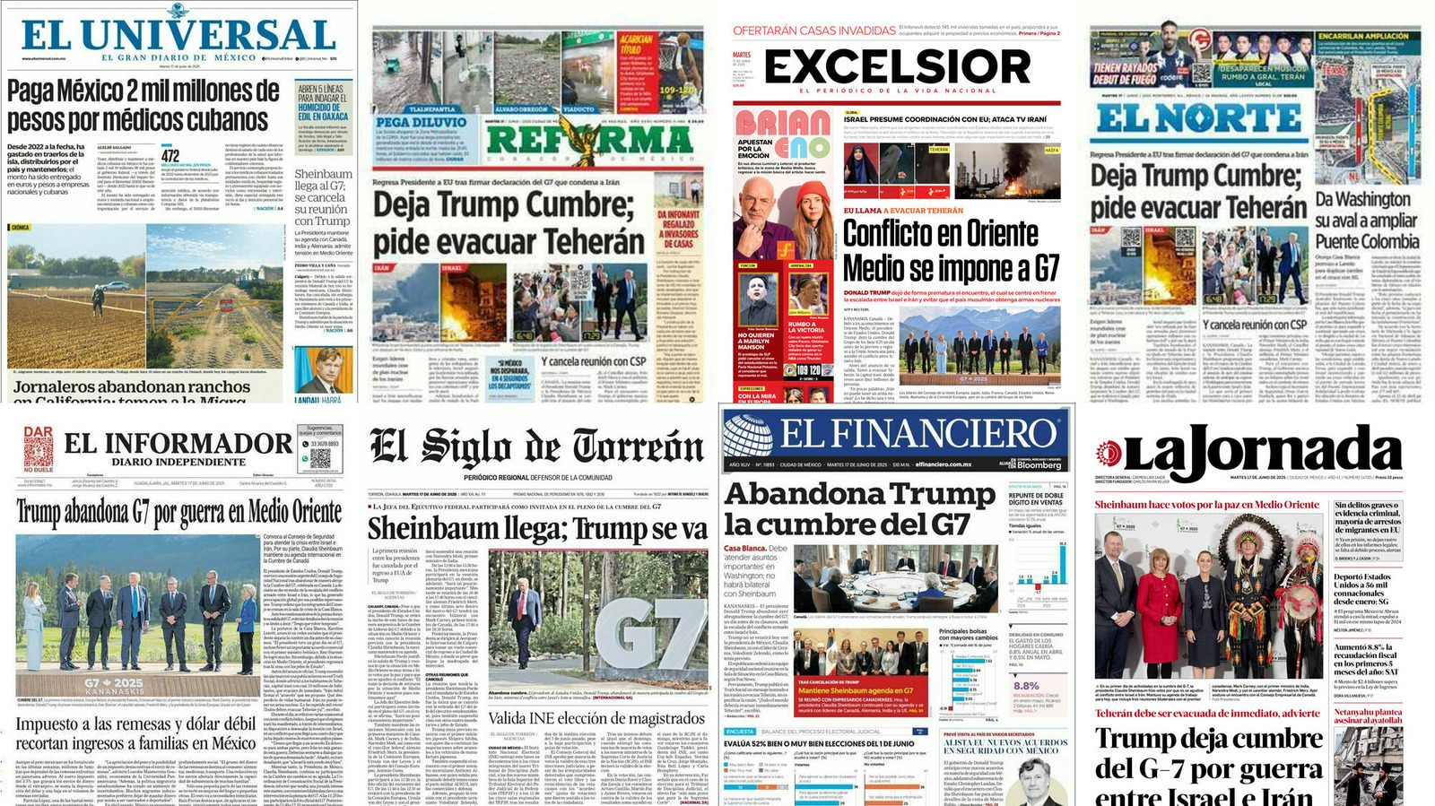 Portadas de periódicos impresos más importantes de México hoy