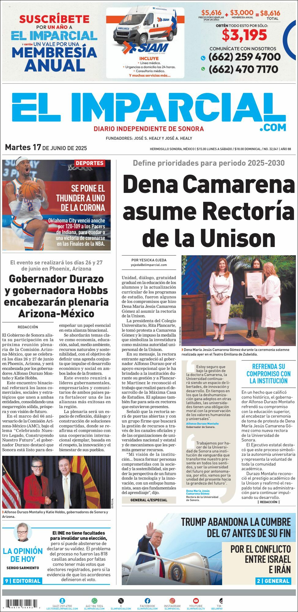 El Imparcial, edición del martes 17 de junio de 2025 El Imparcial, edición del martes 17 de junio de 2025