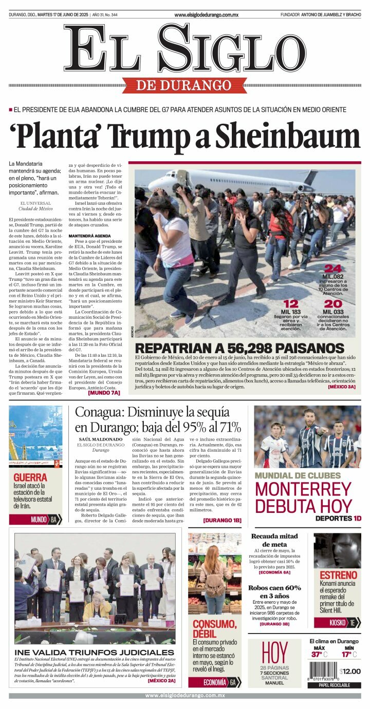 El Siglo de Durango, edición del martes 17 de junio de 2025 El Siglo de Durango, edición del martes 17 de junio de 2025