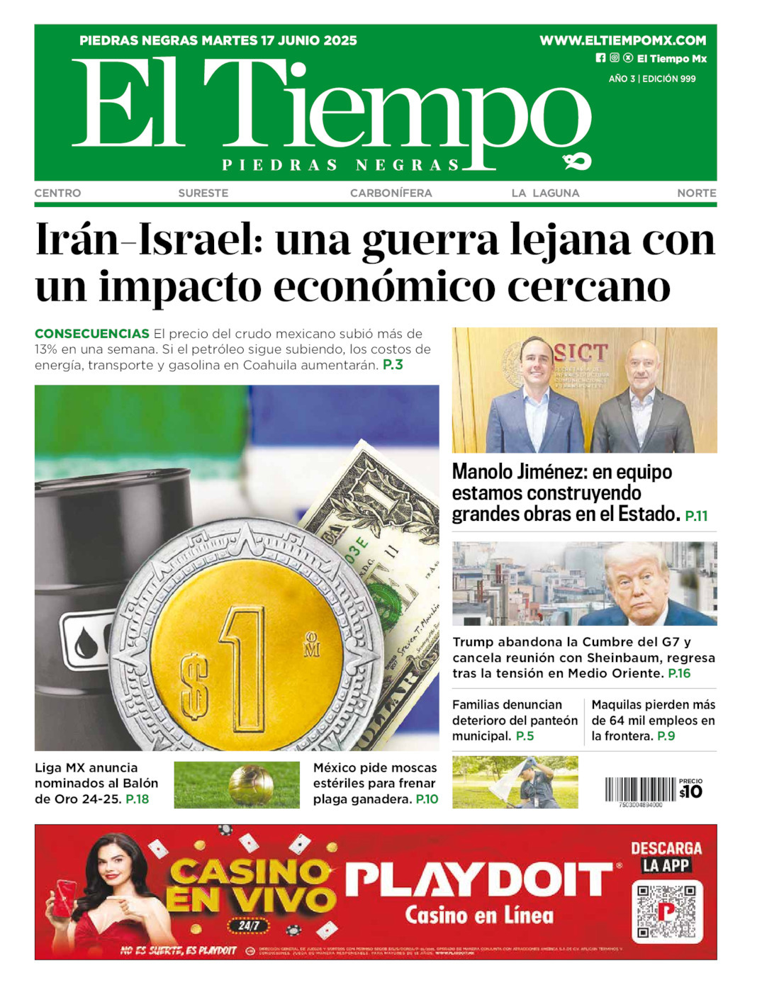 El Tiempo Piedras Negras, edición del martes 17 de junio de 2025 El Tiempo Piedras Negras, edición del martes 17 de junio de 2025