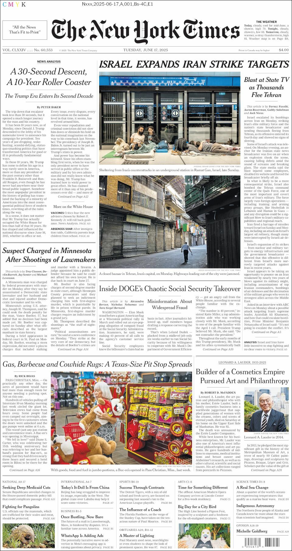 The New York Times, edición del martes 17 de junio de 2025 The New York Times, edición del martes 17 de junio de 2025