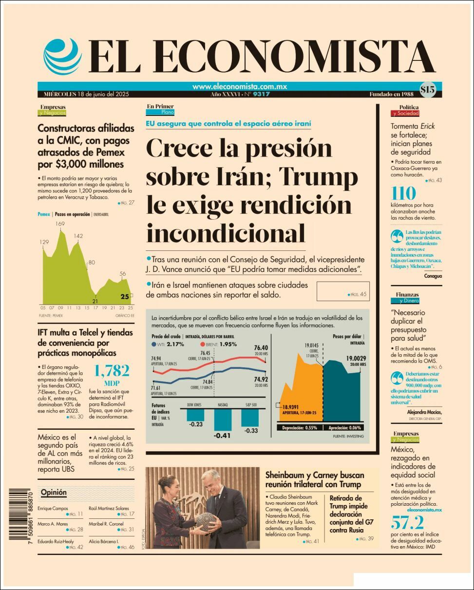 El Economista, edición del miércoles 18 de junio de 2025 El Economista, edición del miércoles 18 de junio de 2025