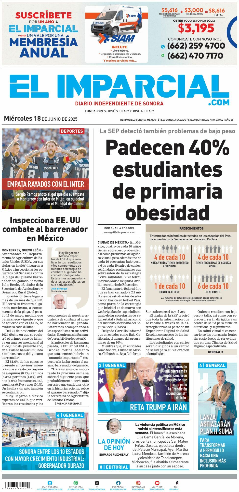 El Imparcial, edición del miércoles 18 de junio de 2025 El Imparcial, edición del miércoles 18 de junio de 2025