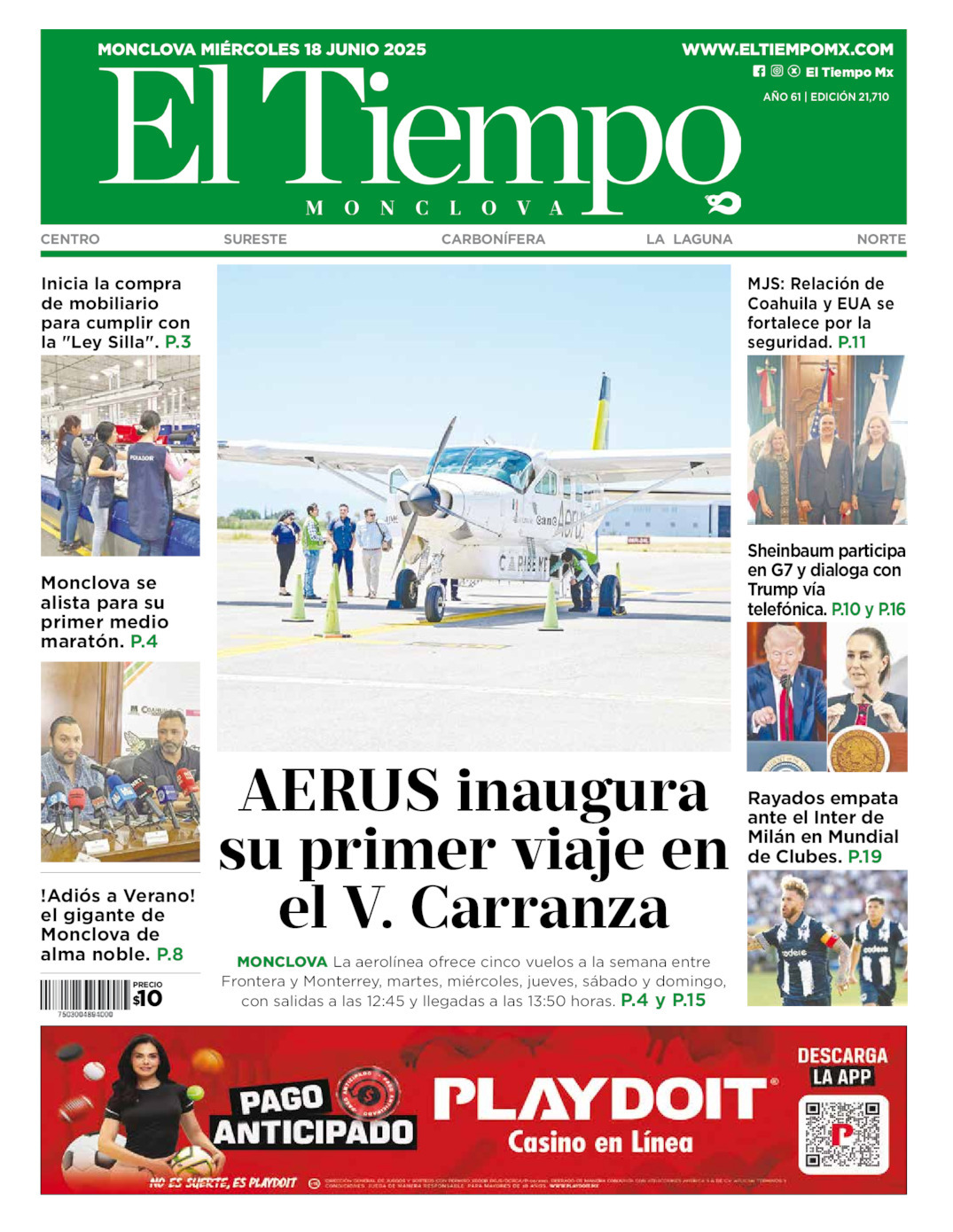 El Tiempo Monclova, edición del miércoles 18 de junio de 2025 El Tiempo Monclova, edición del miércoles 18 de junio de 2025