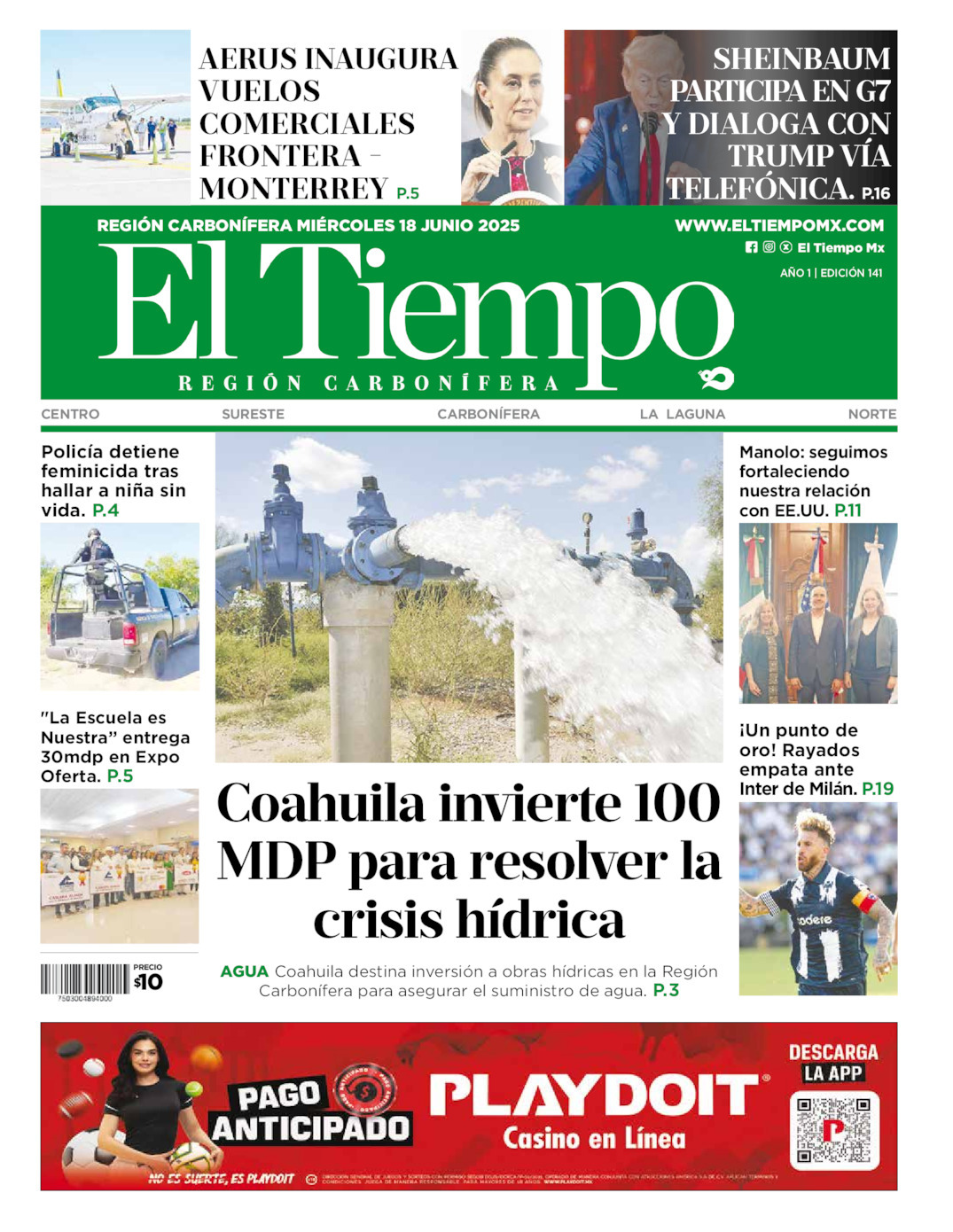 El Tiempo Región Carbonífera, edición del miércoles 18 de junio de 2025 El Tiempo Región Carbonífera, edición del miércoles 18 de junio de 2025
