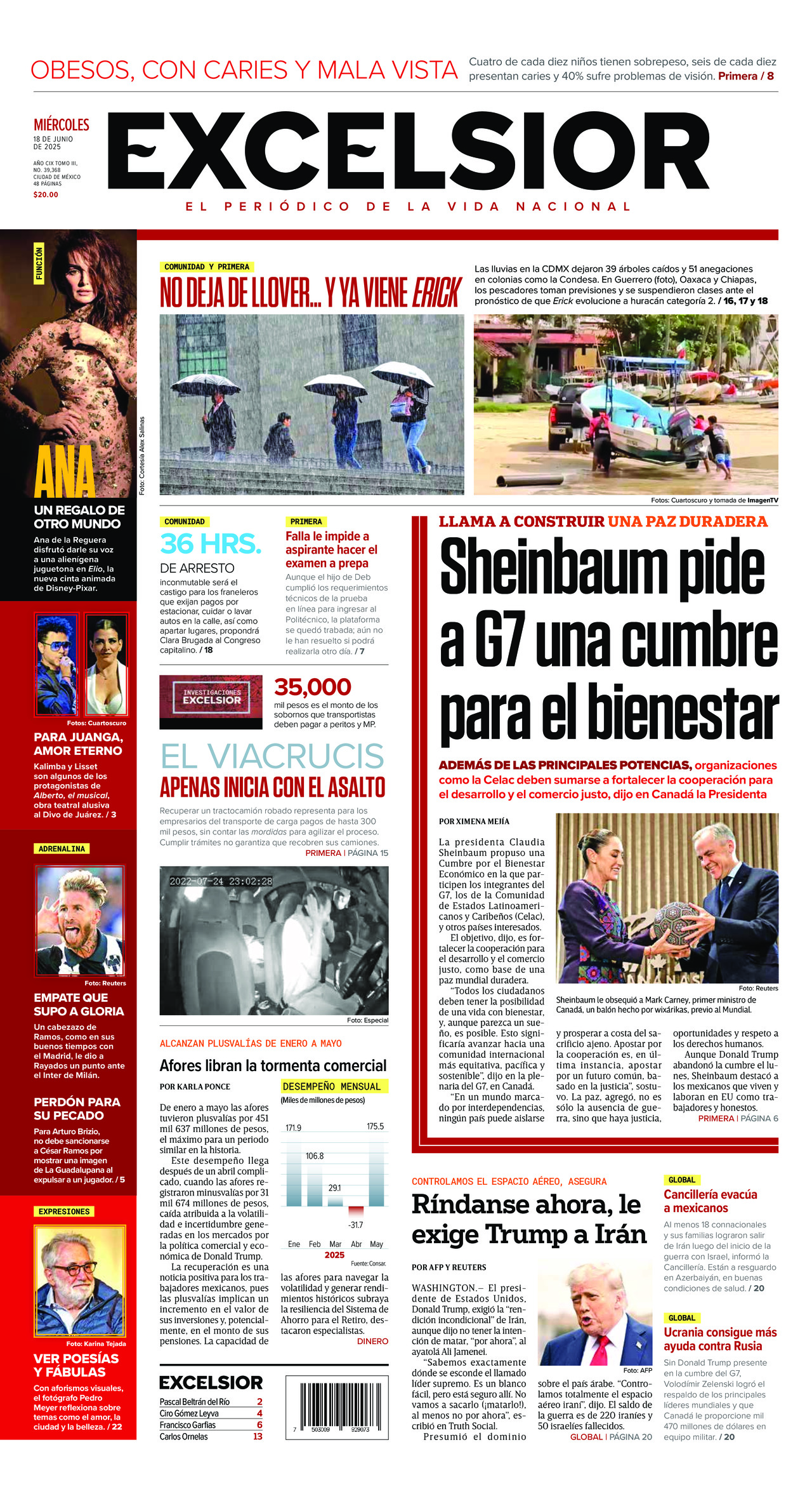 Excelsior, edición del miércoles 18 de junio de 2025 Excelsior, edición del miércoles 18 de junio de 2025