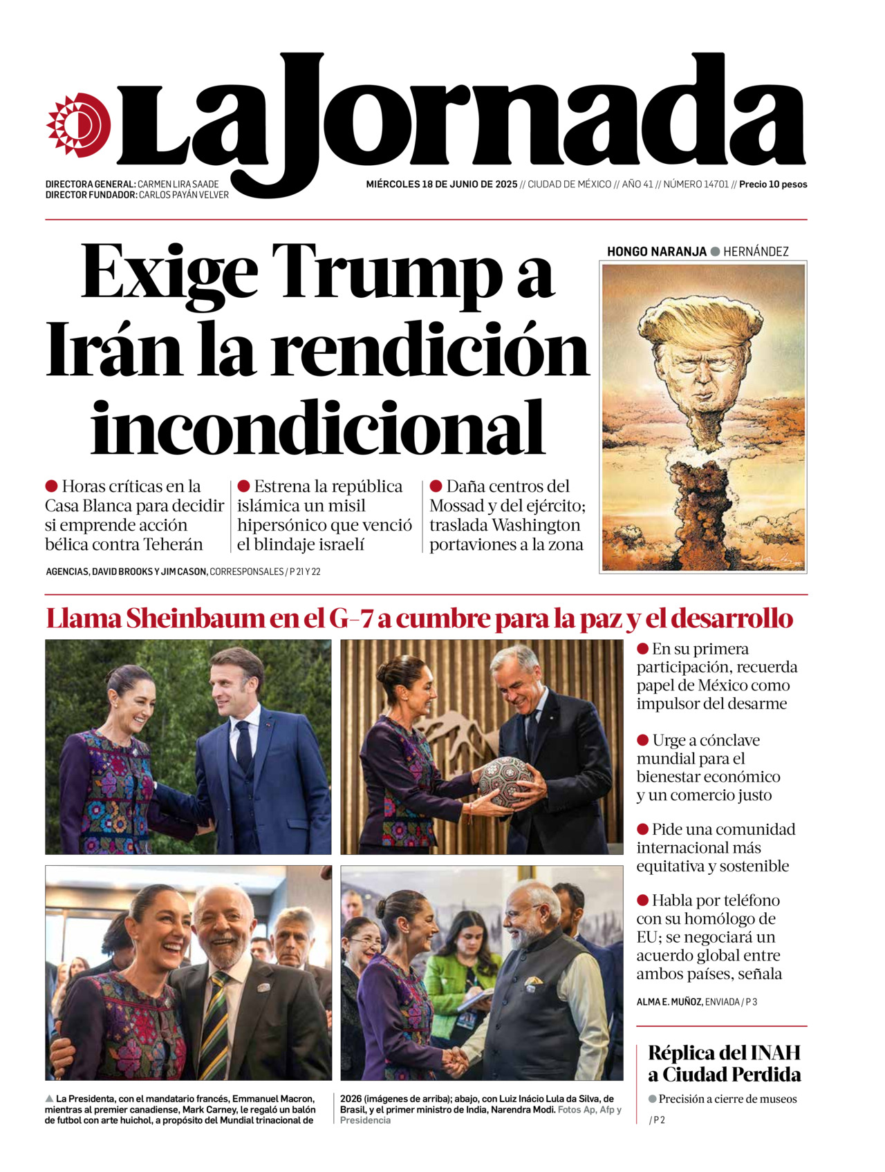 La Jornada, edición del miércoles 18 de junio de 2025 La Jornada, edición del miércoles 18 de junio de 2025