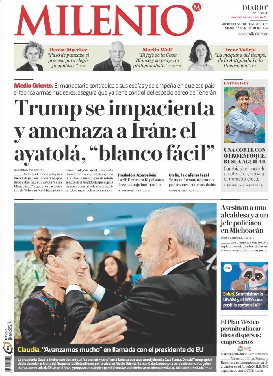 Milenio, edición del miércoles 18 de junio de 2025 Milenio, edición del miércoles 18 de junio de 2025