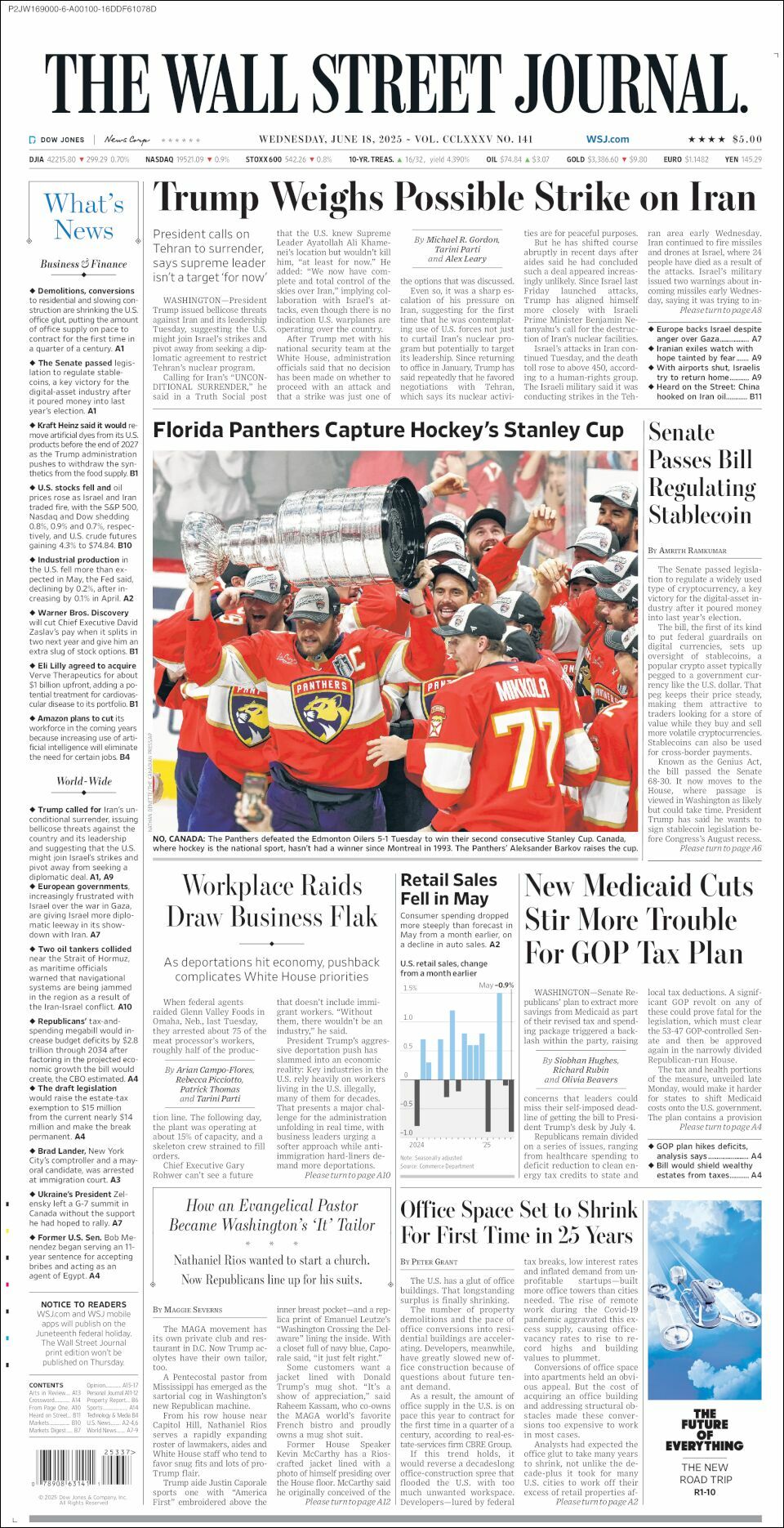 The Wall Street Journal, edición del miércoles 18 de junio de 2025 The Wall Street Journal, edición del miércoles 18 de junio de 2025