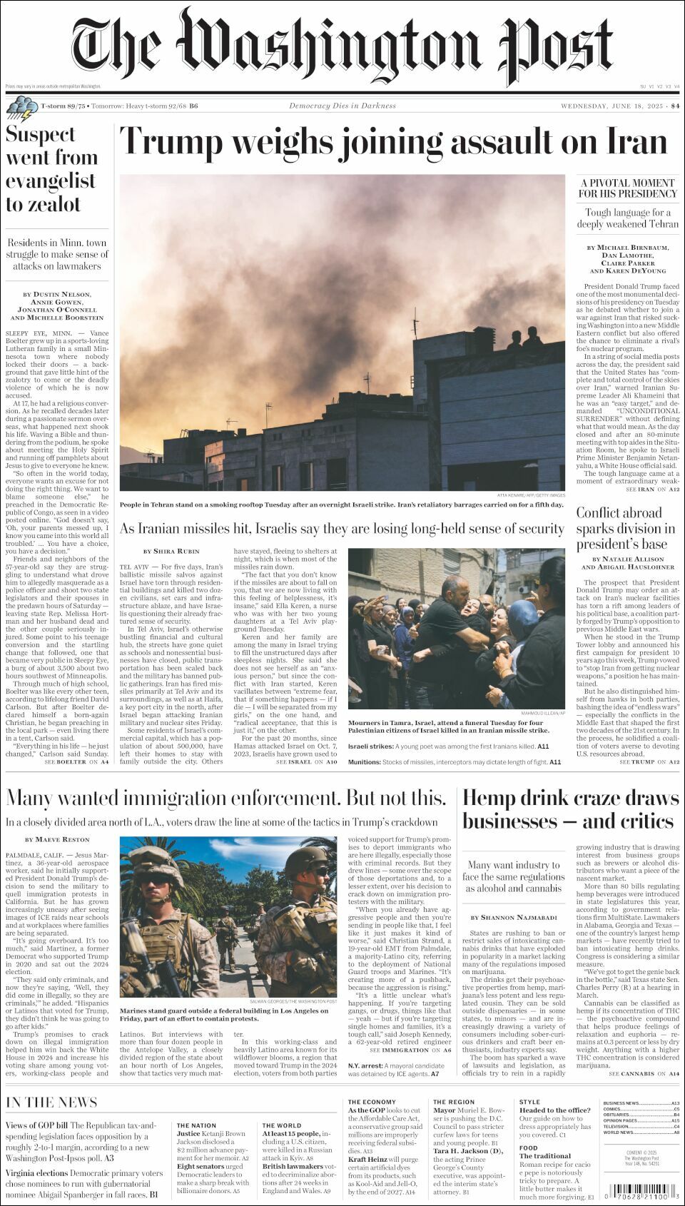 The Washington Post, edición del miércoles 18 de junio de 2025 The Washington Post, edición del miércoles 18 de junio de 2025