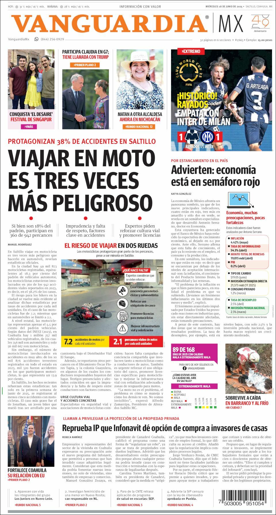 Vanguardia, edición del miércoles 18 de junio de 2025 Vanguardia, edición del miércoles 18 de junio de 2025