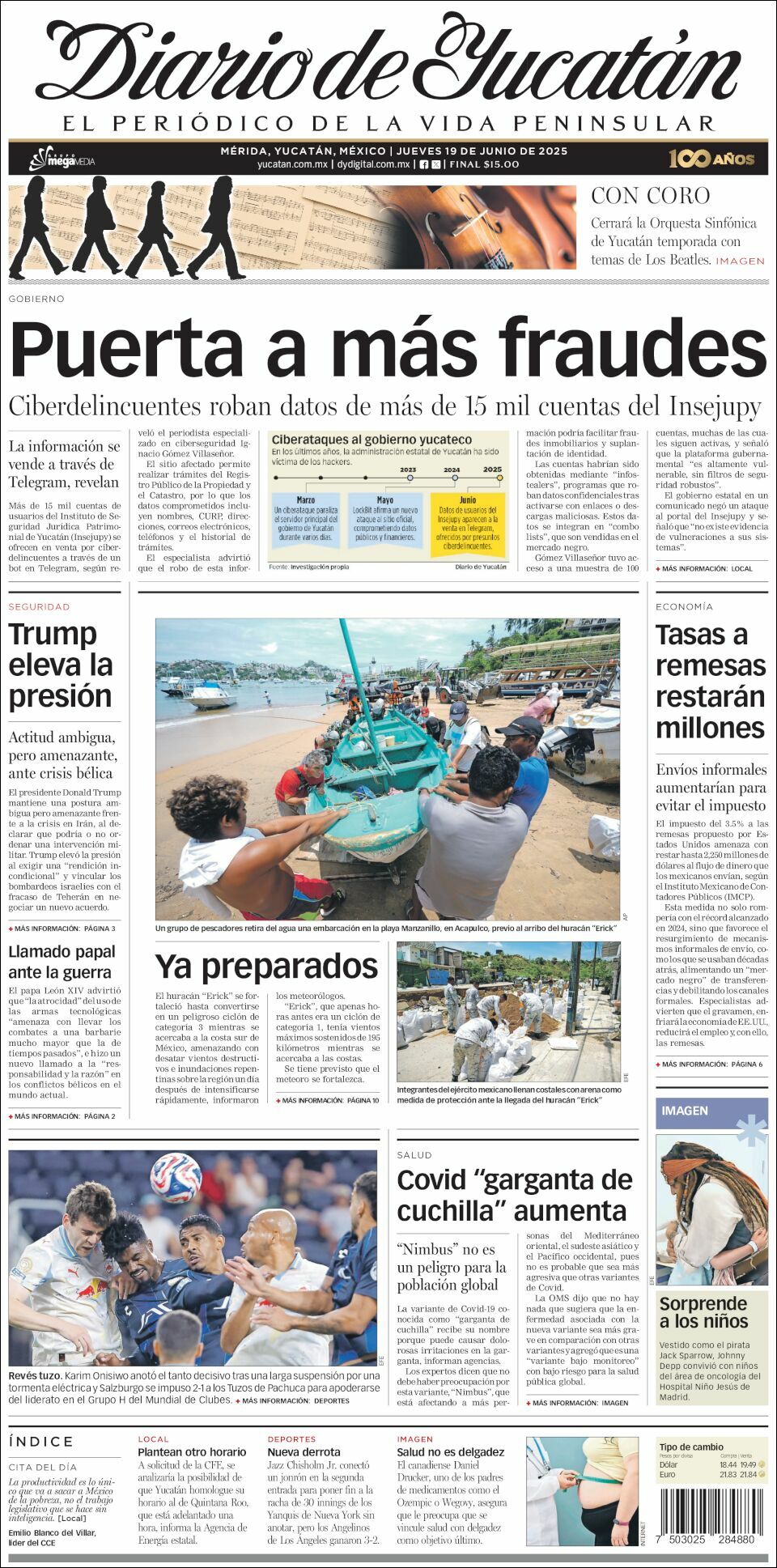 El Diario de Yucatán, edición del jueves 19 de junio de 2025 El Diario de Yucatán, edición del jueves 19 de junio de 2025