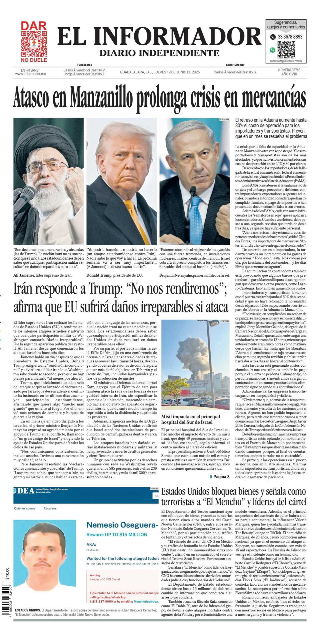 El Informador, edición del jueves 19 de junio de 2025 El Informador, edición del jueves 19 de junio de 2025