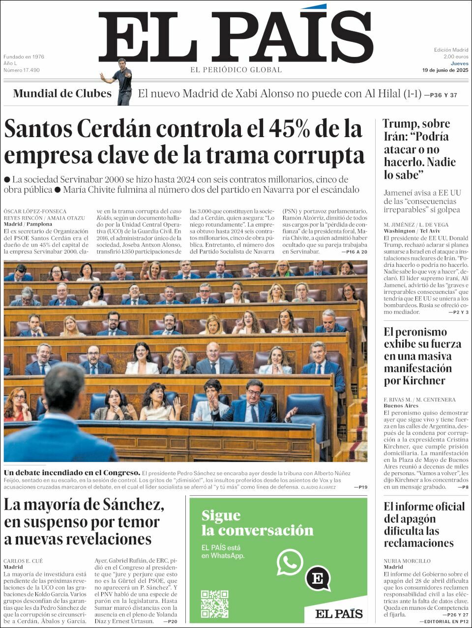 El País, edición del jueves 19 de junio de 2025 El País, edición del jueves 19 de junio de 2025