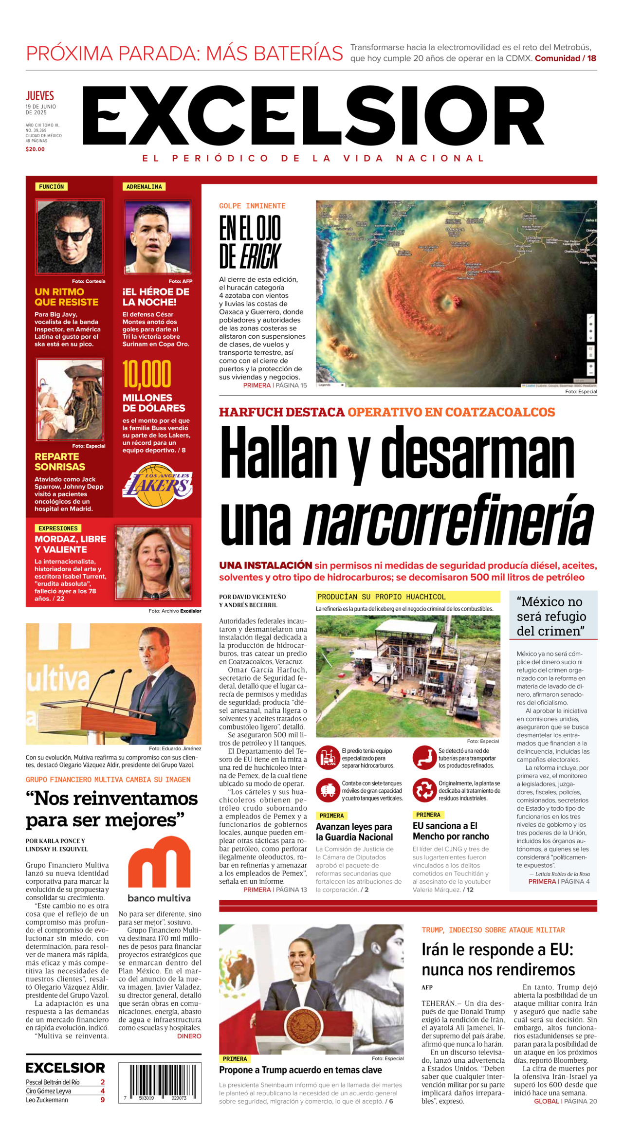 Excelsior, edición del jueves 19 de junio de 2025 Excelsior, edición del jueves 19 de junio de 2025