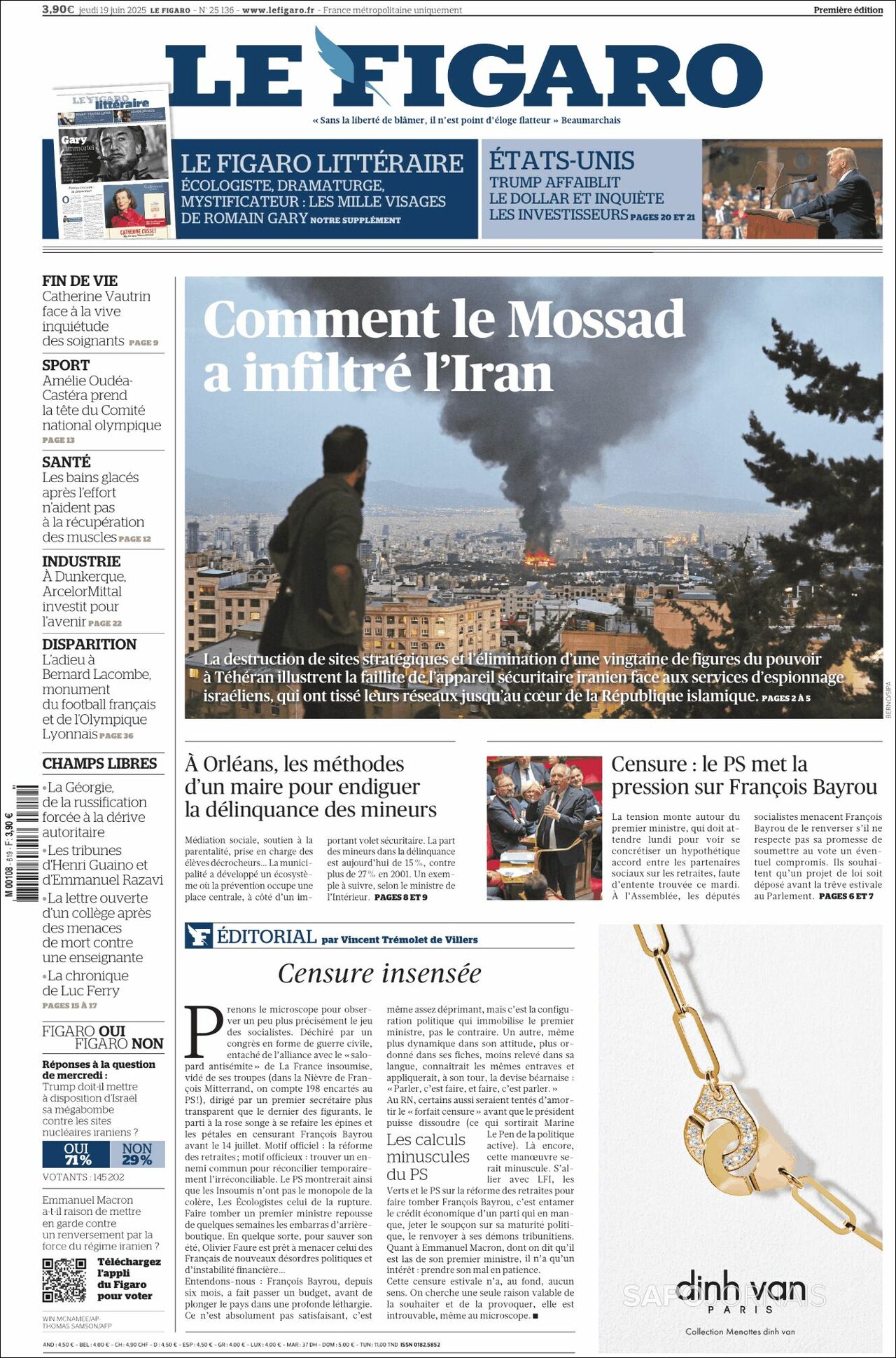 Le Figaro, edición del jueves 19 de junio de 2025 Le Figaro, edición del jueves 19 de junio de 2025