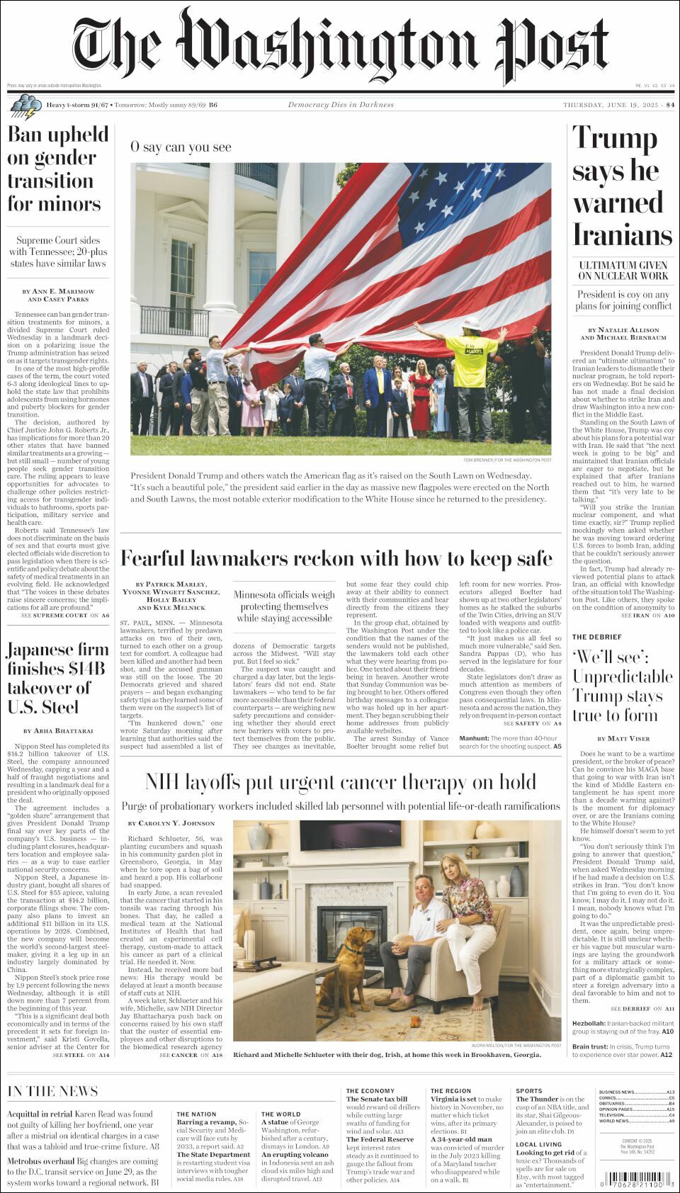The Washington Post, edición del jueves 19 de junio de 2025 The Washington Post, edición del jueves 19 de junio de 2025