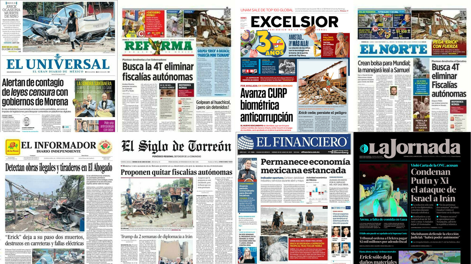 Portadas de periódicos impresos más importantes de México hoy