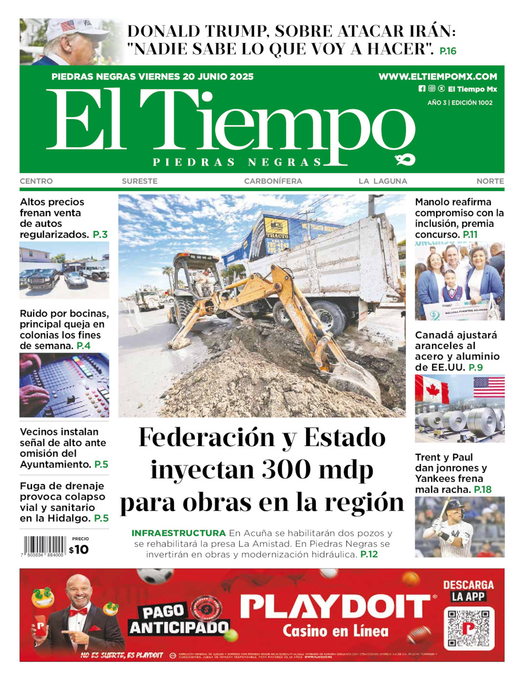 El Tiempo Piedras Negras, edición del viernes 20 de junio de 2025 El Tiempo Piedras Negras, edición del viernes 20 de junio de 2025