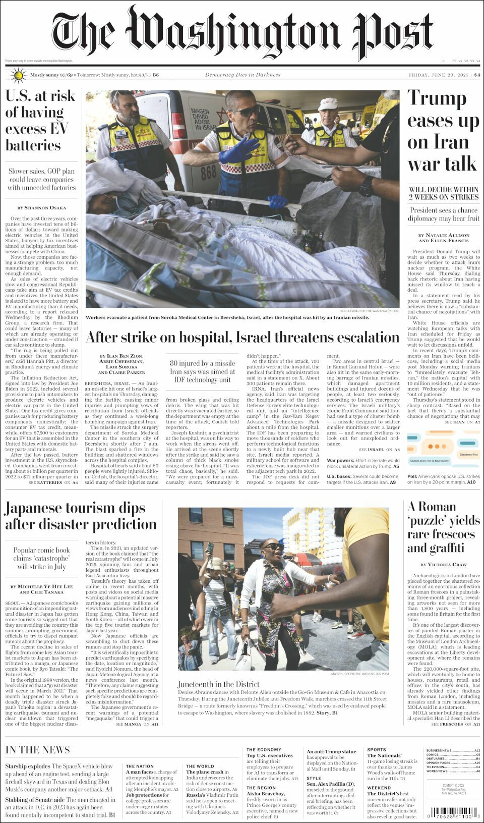 The Washington Post, edición del viernes 20 de junio de 2025 The Washington Post, edición del viernes 20 de junio de 2025