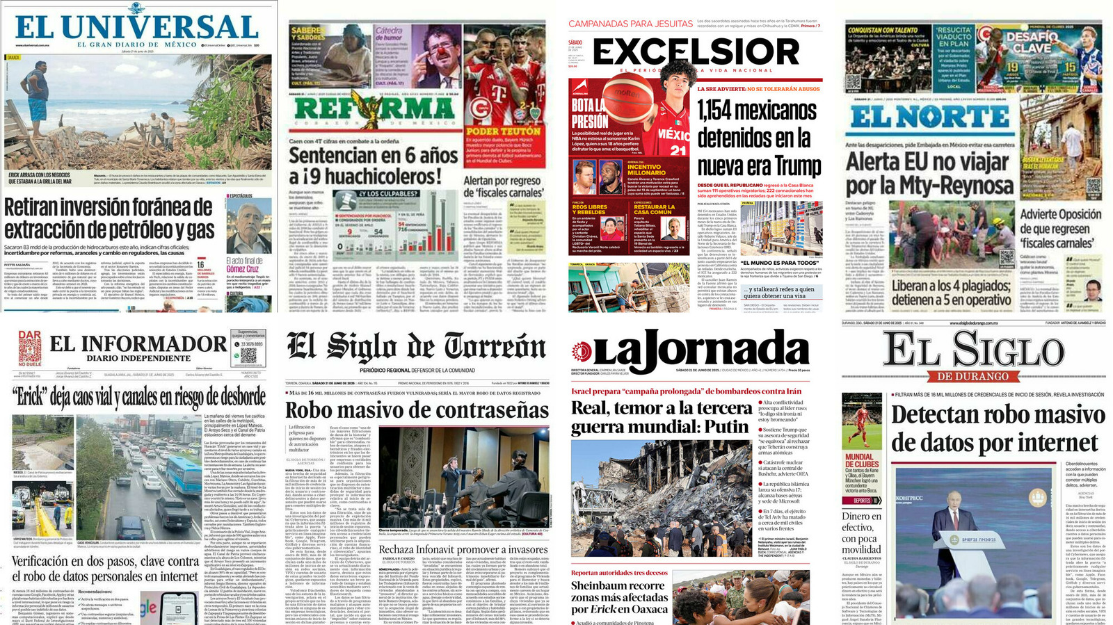 Portadas de periódicos impresos más importantes de México hoy