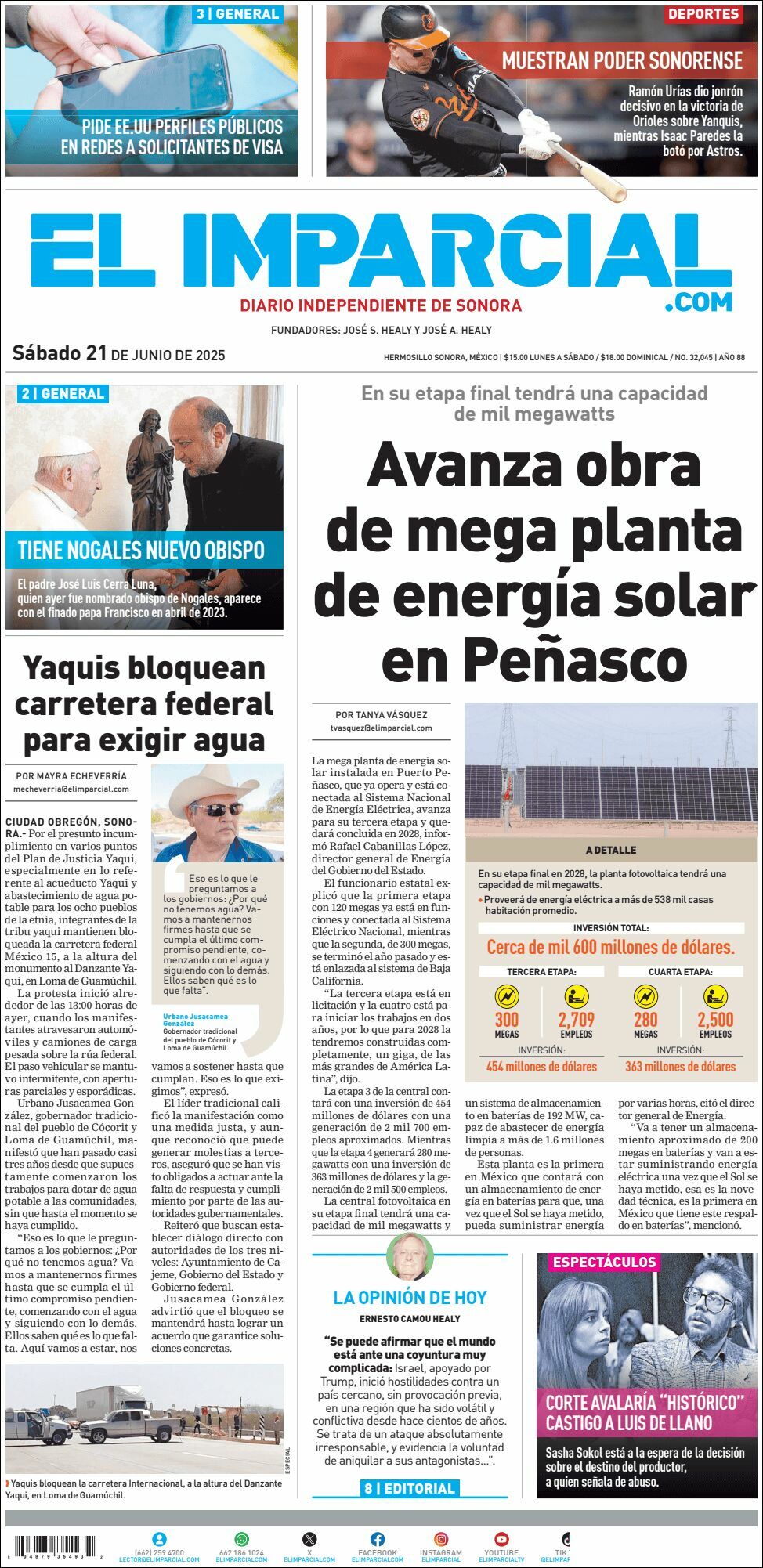El Imparcial, edición del sábado 21 de junio de 2025 El Imparcial, edición del sábado 21 de junio de 2025