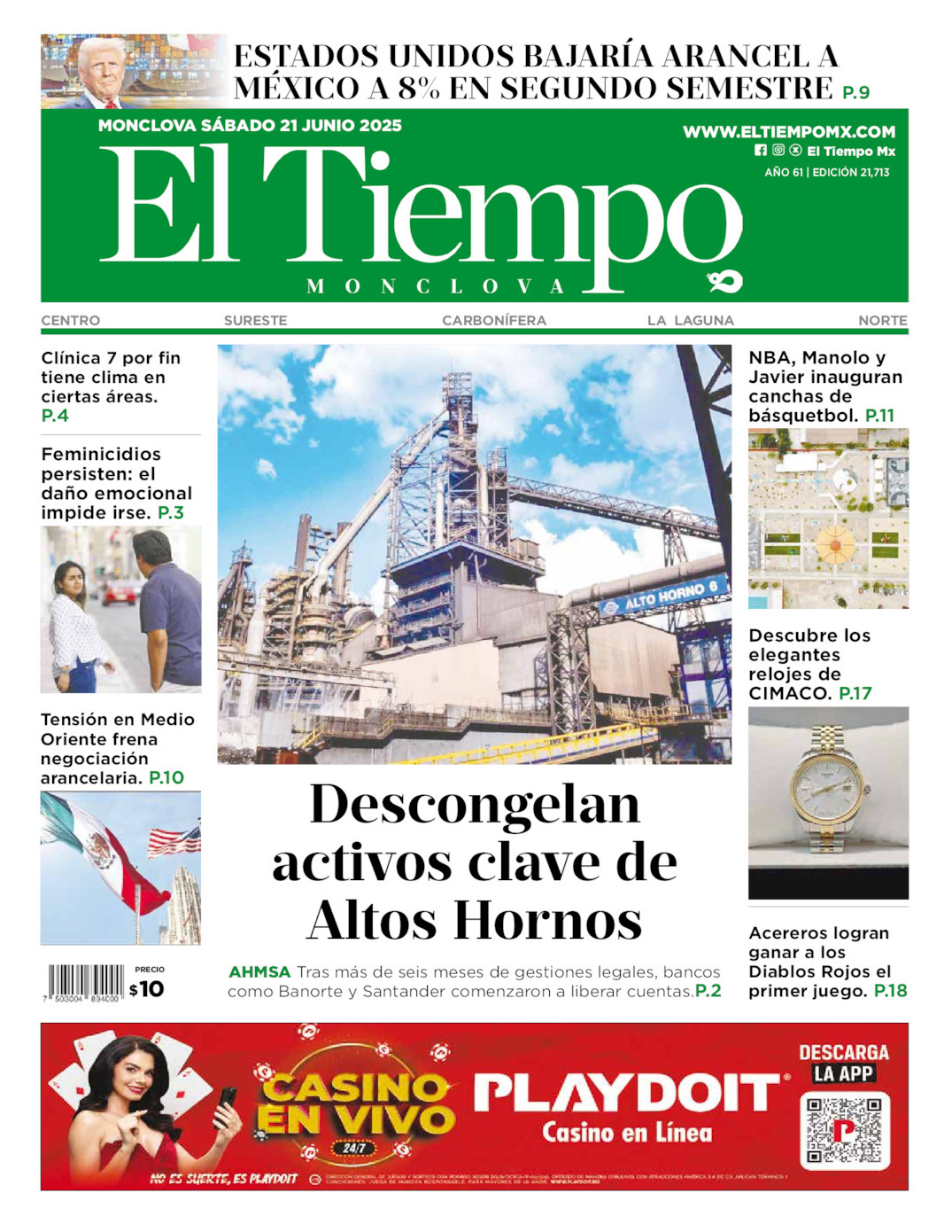 El Tiempo Monclova, edición del sábado 21 de junio de 2025 El Tiempo Monclova, edición del sábado 21 de junio de 2025