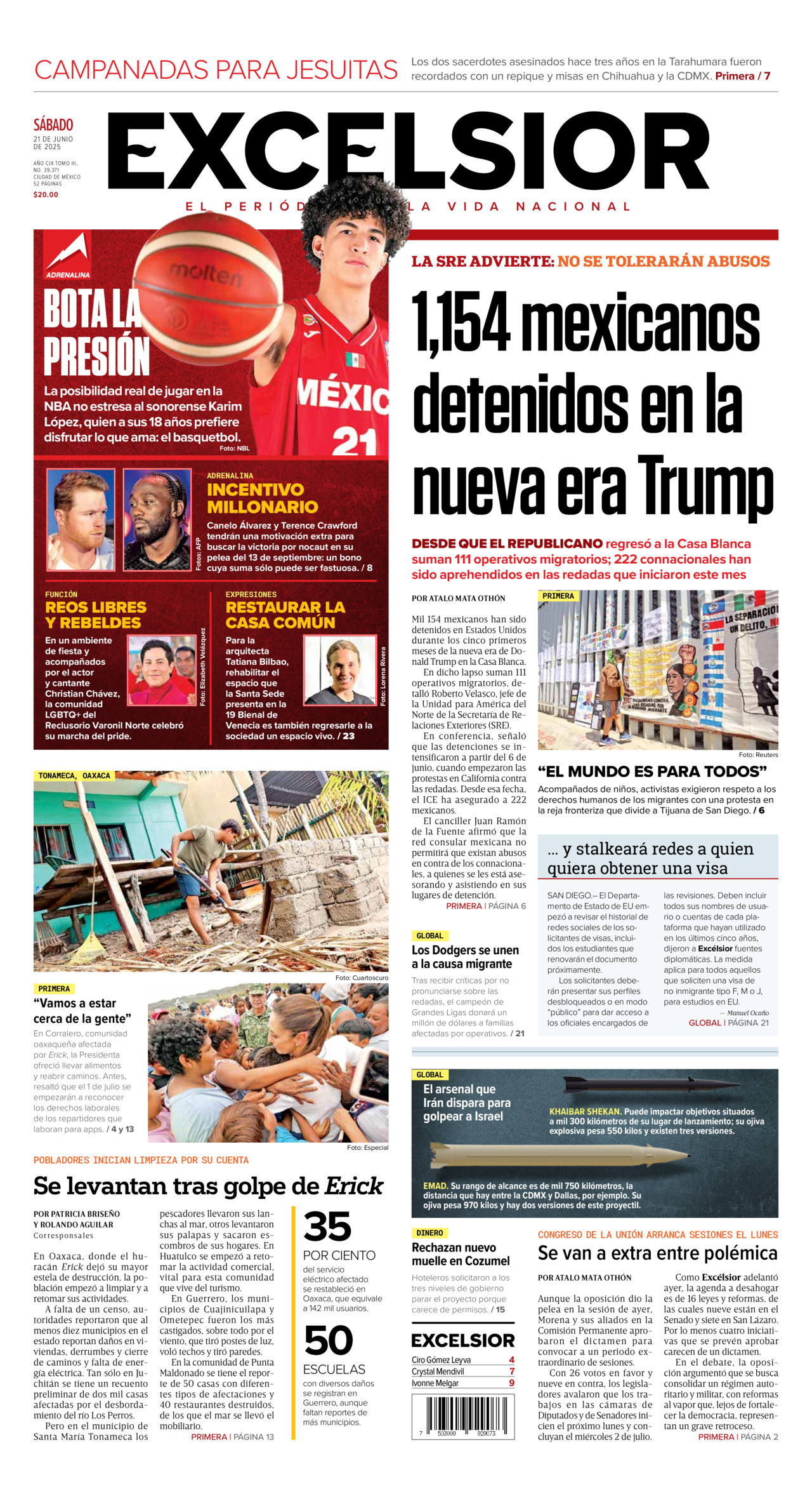 Excelsior, edición del sábado 21 de junio de 2025 Excelsior, edición del sábado 21 de junio de 2025