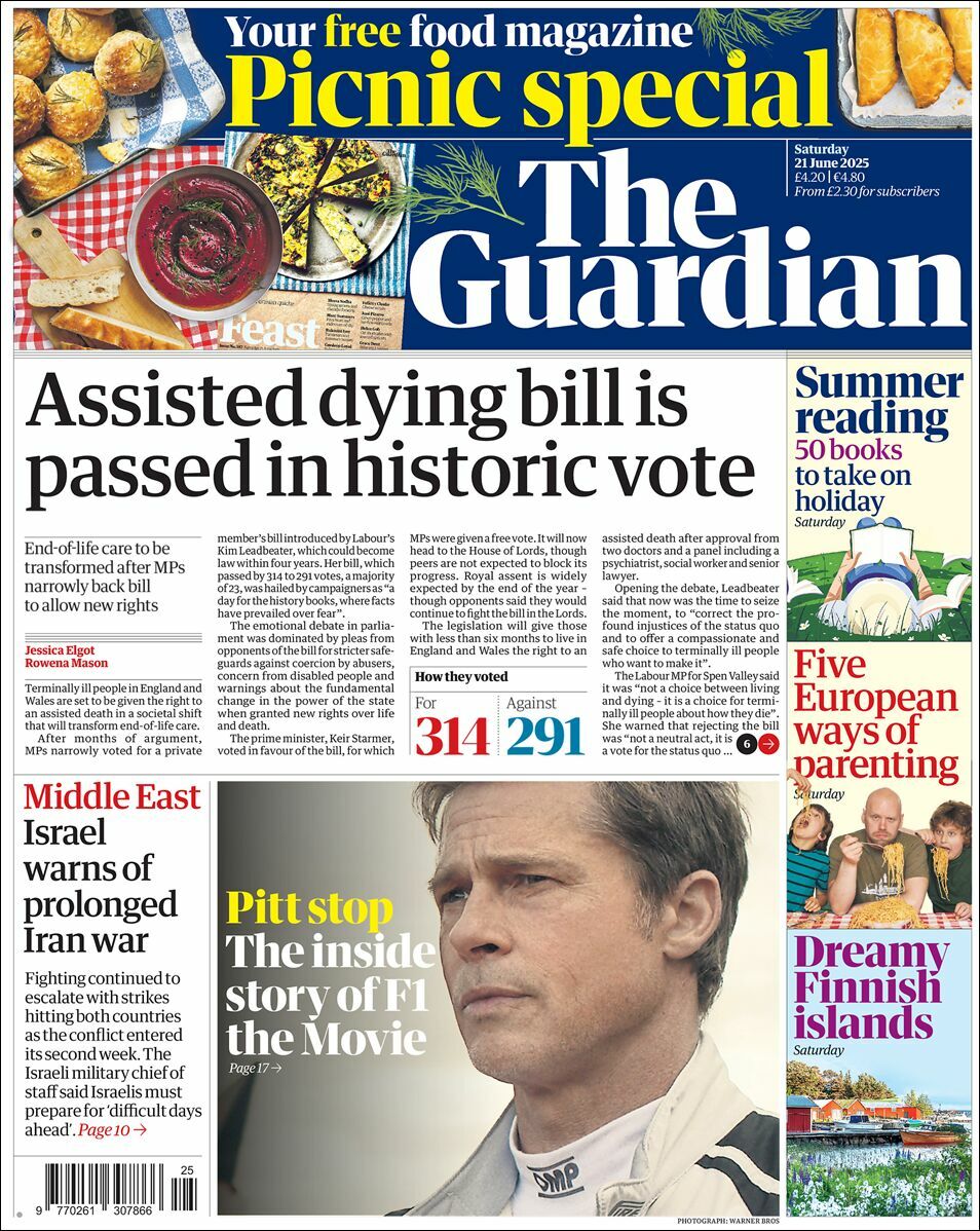 The Guardian, edición del sábado 21 de junio de 2025 The Guardian, edición del sábado 21 de junio de 2025