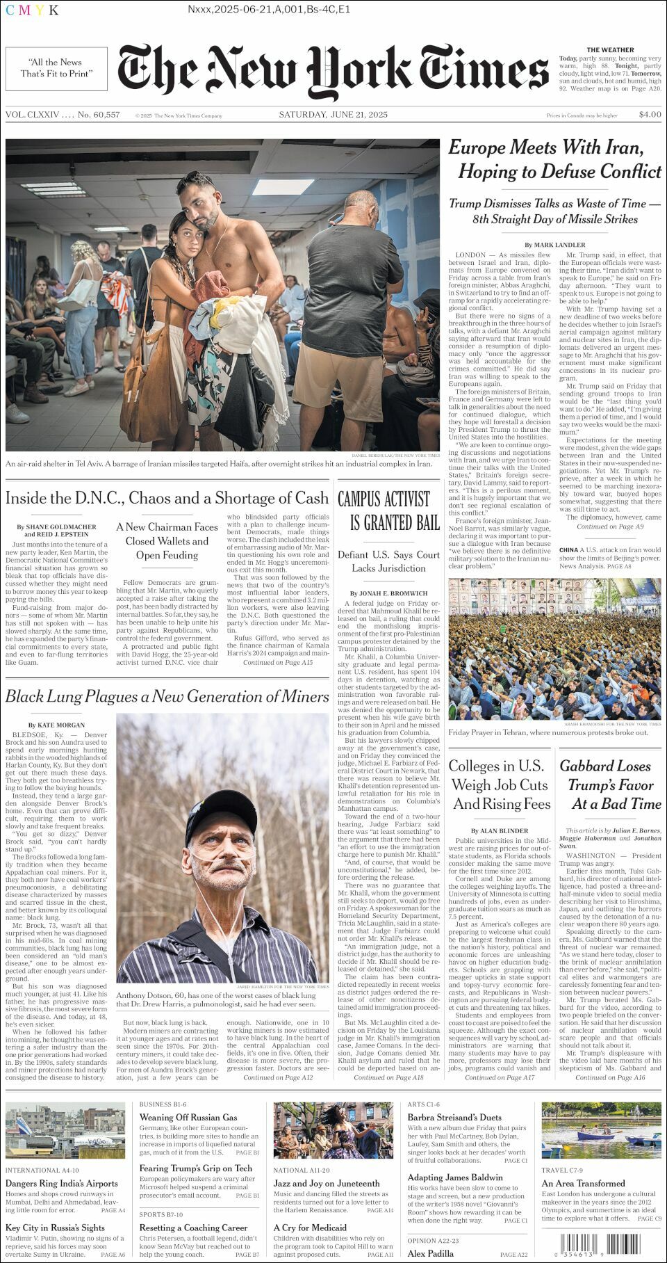 The New York Times, edición del sábado 21 de junio de 2025 The New York Times, edición del sábado 21 de junio de 2025