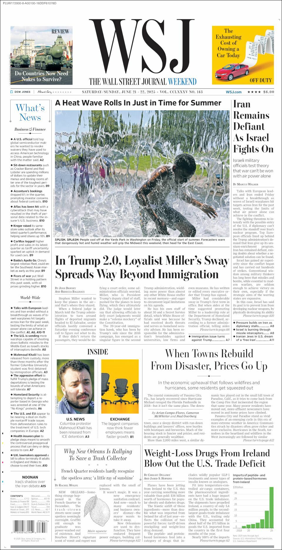The Wall Street Journal, edición del sábado 21 de junio de 2025 The Wall Street Journal, edición del sábado 21 de junio de 2025
