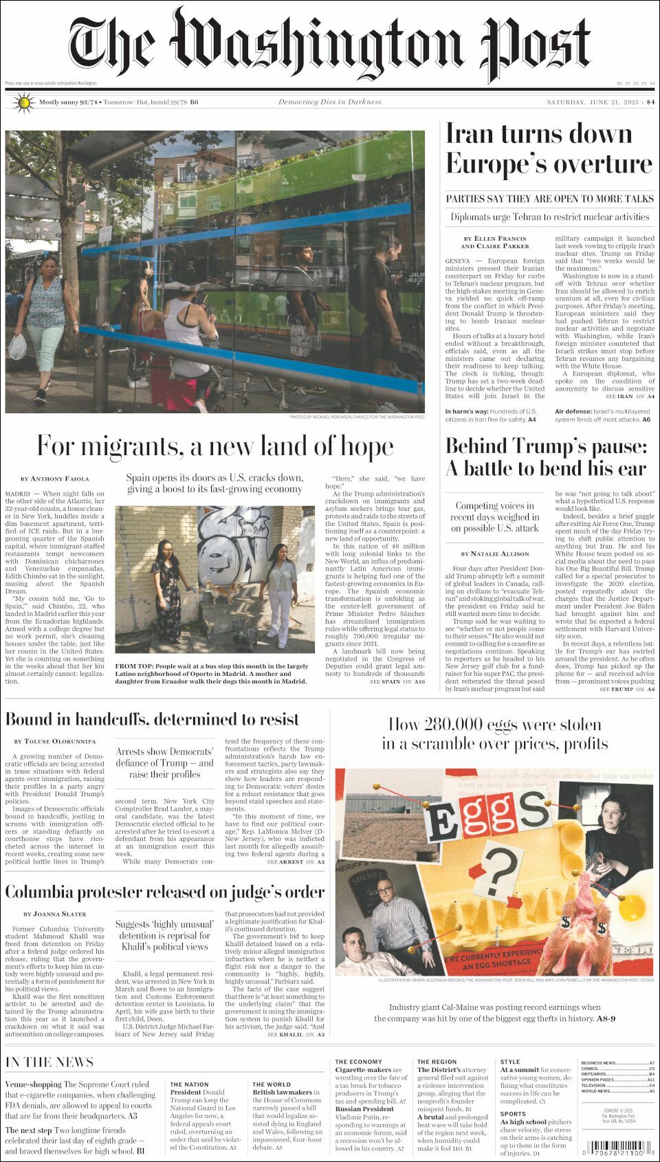 The Washington Post, edición del sábado 21 de junio de 2025 The Washington Post, edición del sábado 21 de junio de 2025