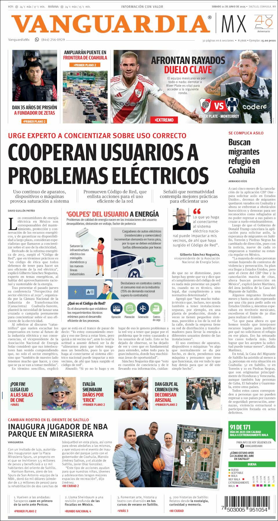 Vanguardia, edición del sábado 21 de junio de 2025 Vanguardia, edición del sábado 21 de junio de 2025