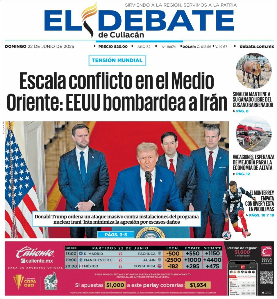 El Debate Culiacán, edición del domingo 22 de junio de 2025 El Debate Culiacán, edición del domingo 22 de junio de 2025