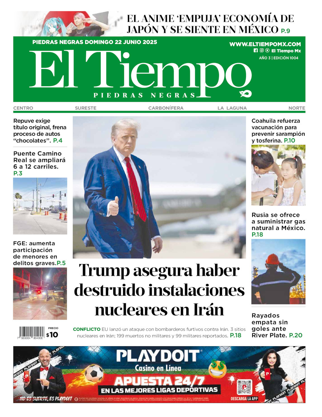 El Tiempo Piedras Negras, edición del domingo 22 de junio de 2025 El Tiempo Piedras Negras, edición del domingo 22 de junio de 2025