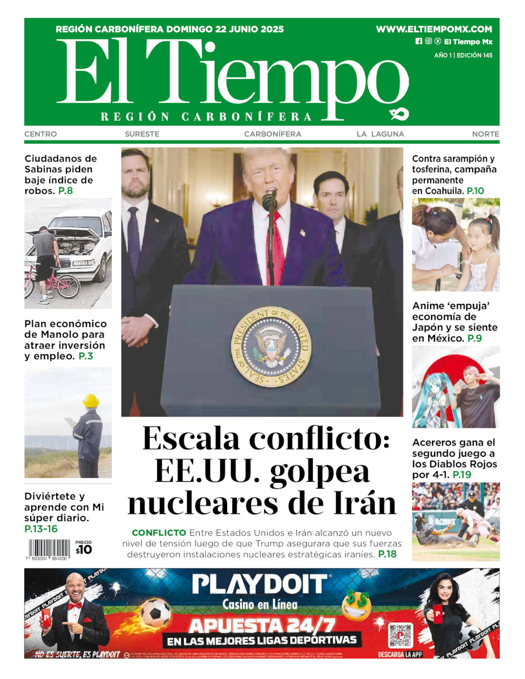 El Tiempo Región Carbonífera, edición del domingo 22 de junio de 2025 El Tiempo Región Carbonífera, edición del domingo 22 de junio de 2025