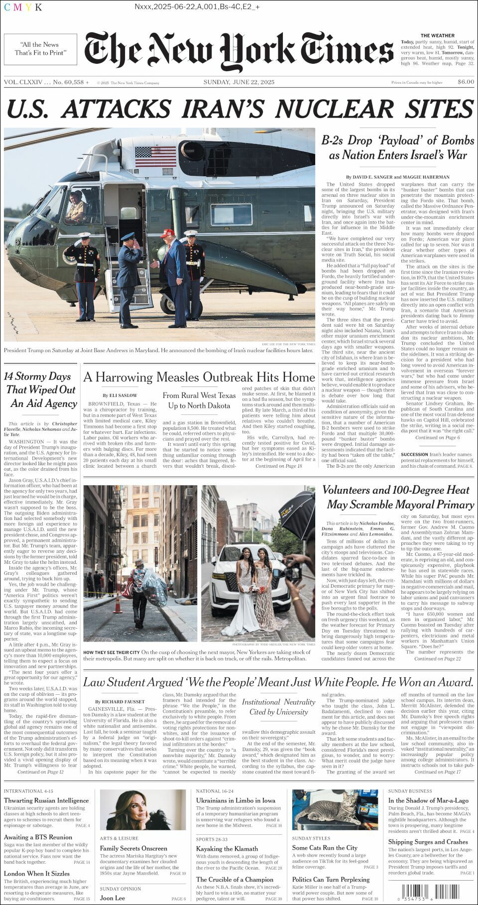 The New York Times, edición del domingo 22 de junio de 2025 The New York Times, edición del domingo 22 de junio de 2025