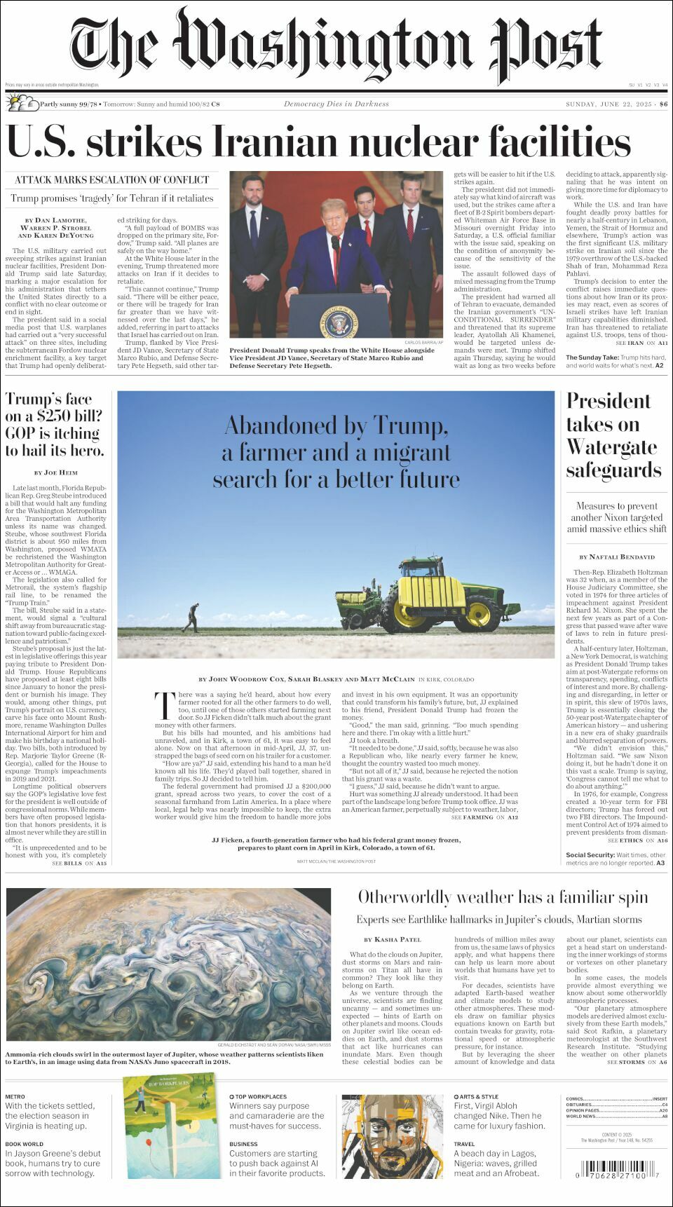 The Washington Post, edición del domingo 22 de junio de 2025 The Washington Post, edición del domingo 22 de junio de 2025
