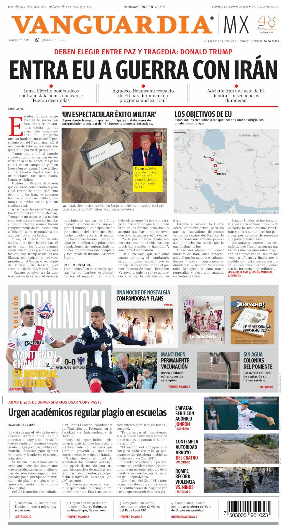 Vanguardia, edición del domingo 22 de junio de 2025 Vanguardia, edición del domingo 22 de junio de 2025