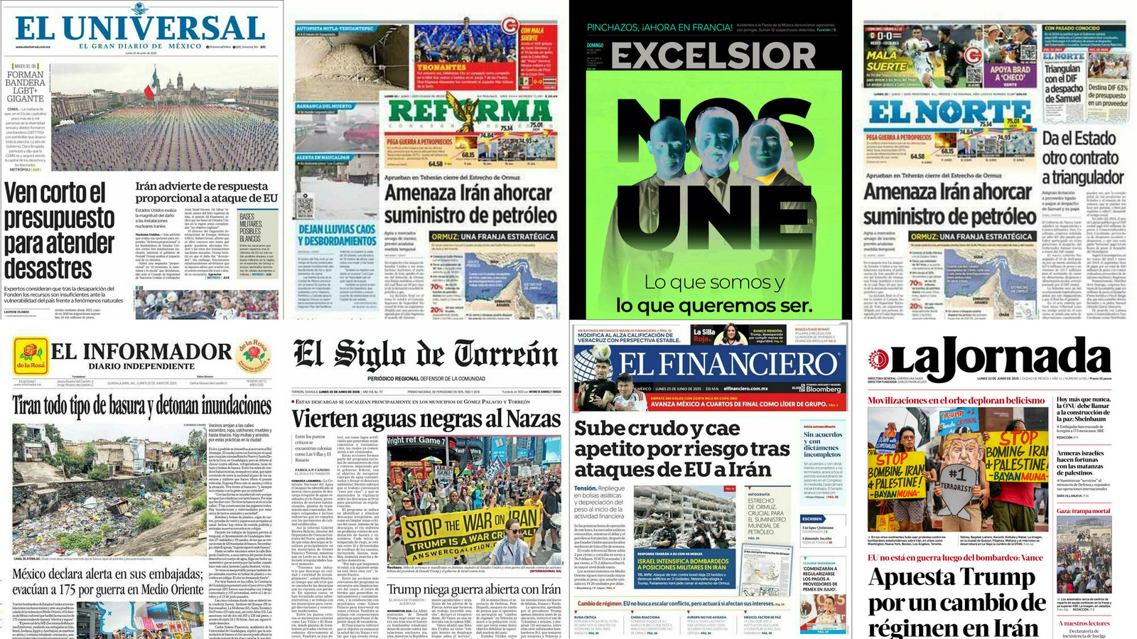 Portadas de periódicos impresos más importantes de México hoy