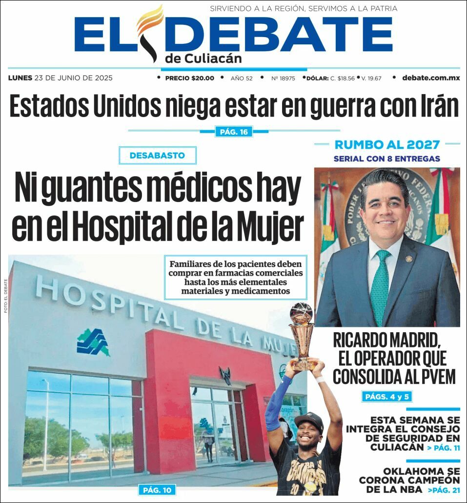 El Debate Culiacán, edición del lunes 23 de junio de 2025 El Debate Culiacán, edición del lunes 23 de junio de 2025