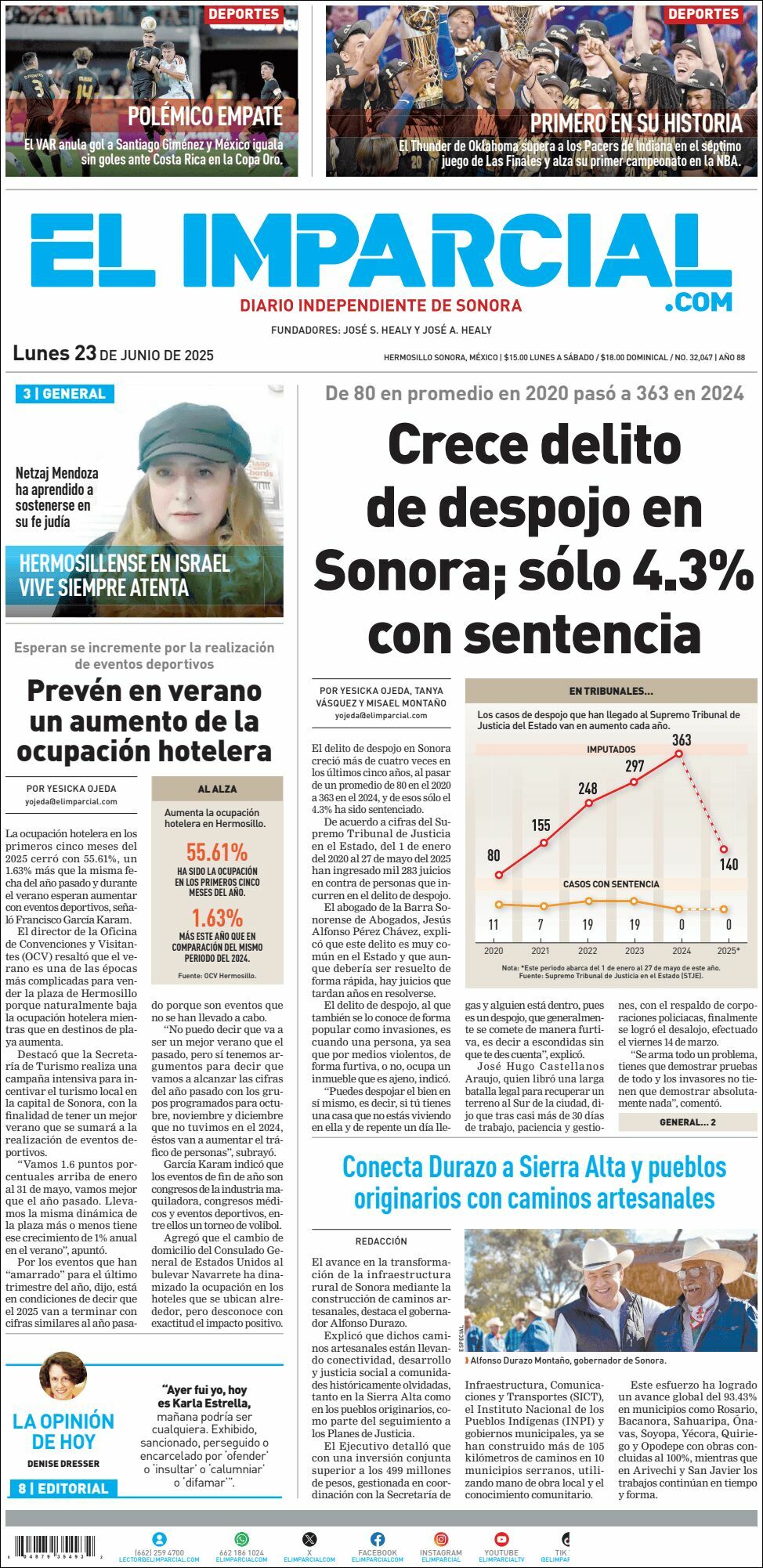El Imparcial, edición del lunes 23 de junio de 2025 El Imparcial, edición del lunes 23 de junio de 2025