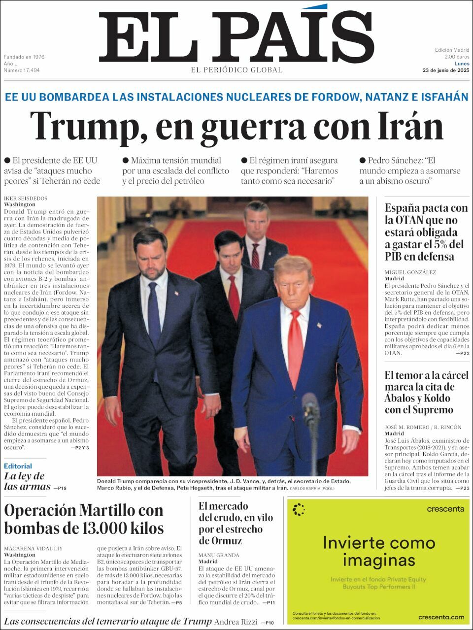El País, edición del lunes 23 de junio de 2025 El País, edición del lunes 23 de junio de 2025